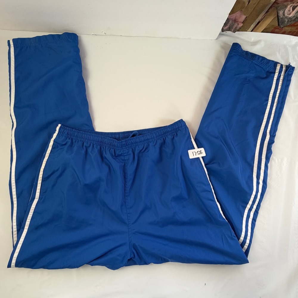 Energy Zone Track Pants Mens Medium Blue White Stripe Athletic Jogger Zipper Hem